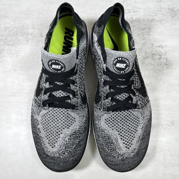 Nike Free RN Flyknit 2018 Running Shoes - Men's Size 12 - Oreo Black White - Picture 7 of 10